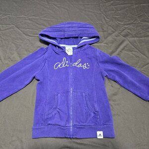 Vintage Adidas Hoodie Purple Embroidered Logo Zip Up Hooded Sweater Size 3T